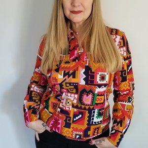 Vintage Geometric Retro Top (M/L)